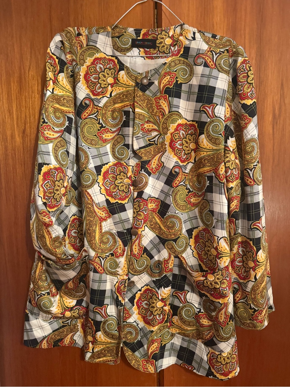 Simon chang Paisley vest Long-Sleeve Shirt - Yellow/Green/Red
